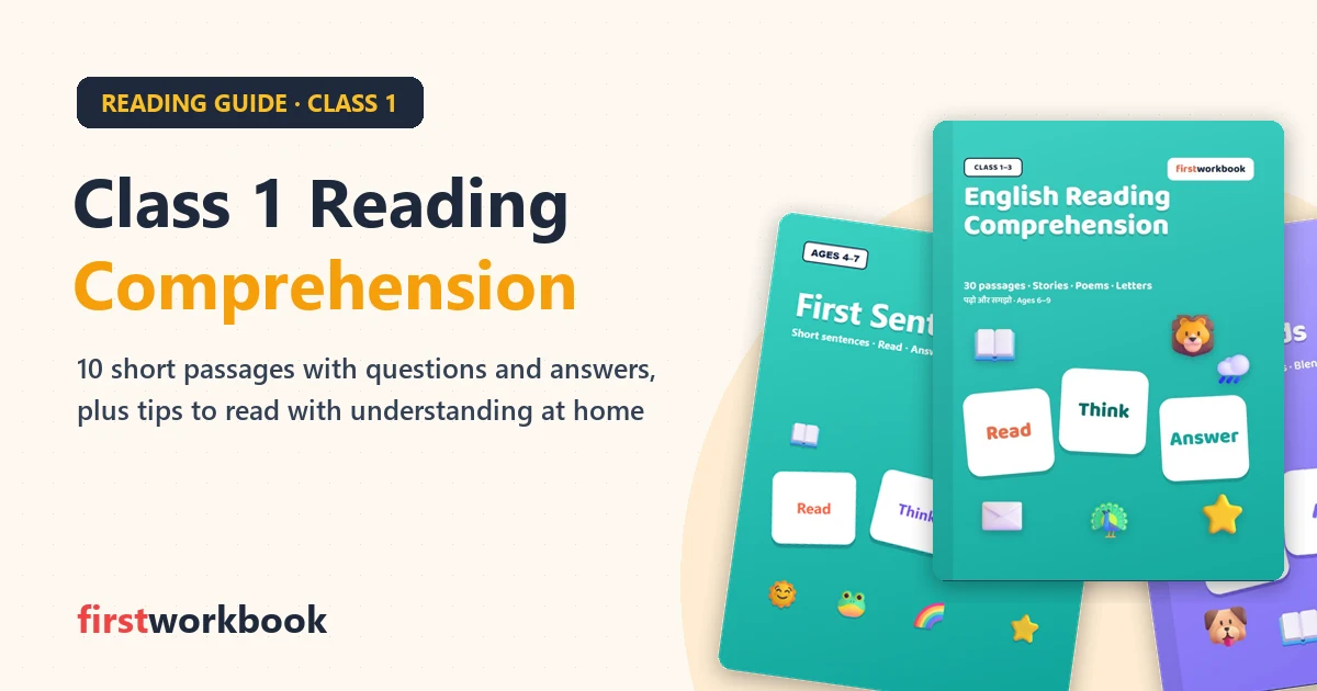 Reading comprehension for Class 1 guide with English Reading Comprehension workbook