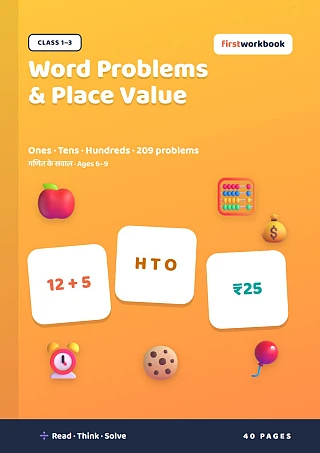 Maths Word Problems & Place Value book cover for Class 1 to Class 3