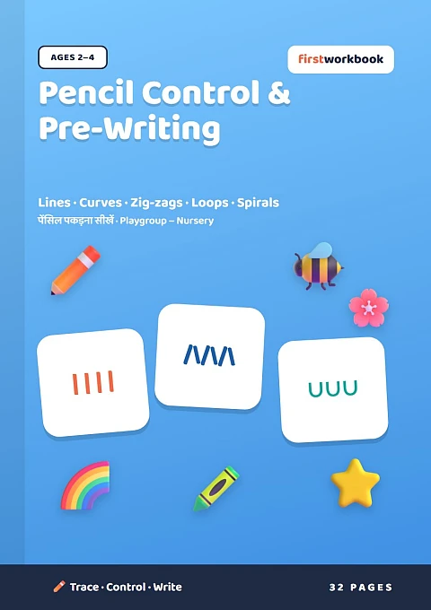 Pencil Control & Pre-Writing Patterns book cover for ages 2–4, Playgroup and Nursery