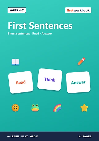 First Sentences & Reading Workbook cover for children