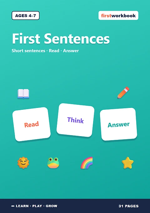 First Sentences & Reading Workbook cover for children