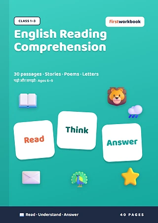 English Reading Comprehension book cover for Class 1 to Class 3