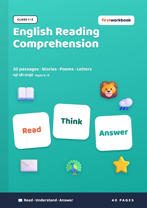 English Reading Comprehension book cover for Class 1 to Class 3