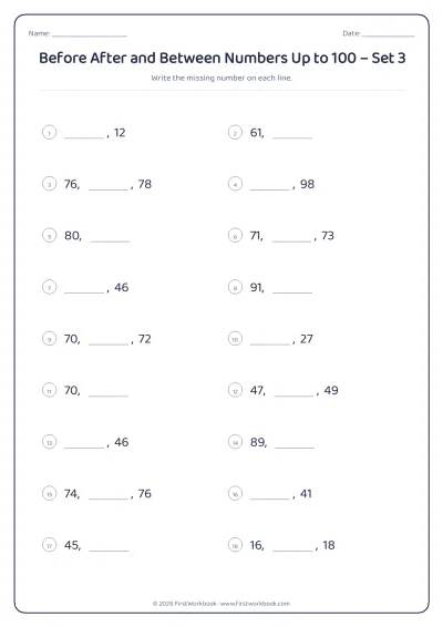 before after and between numbers worksheet