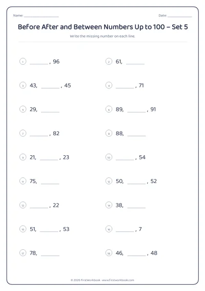 before after and between numbers worksheet