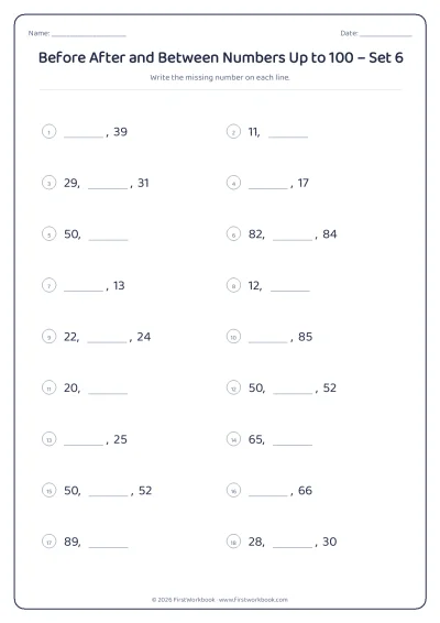 before after and between numbers worksheet