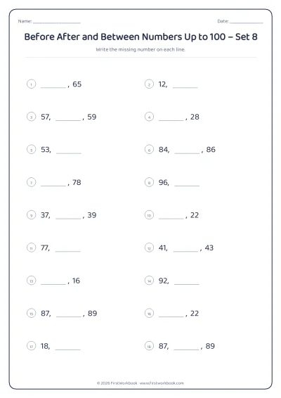 before after and between numbers worksheet