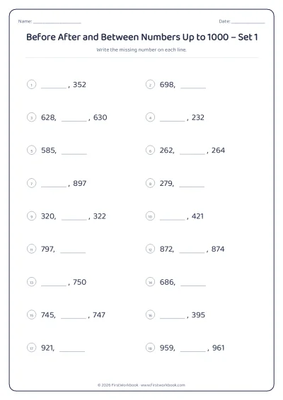 before after and between numbers worksheet