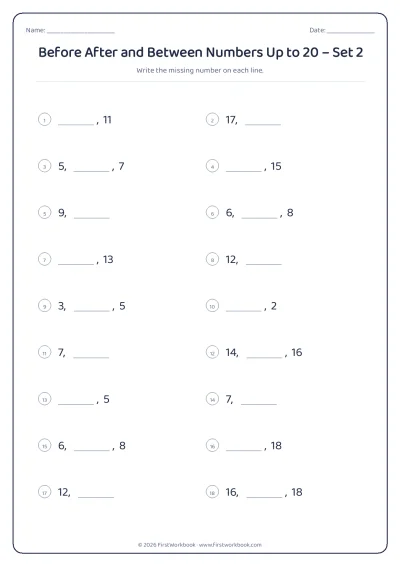 before after and between numbers worksheet