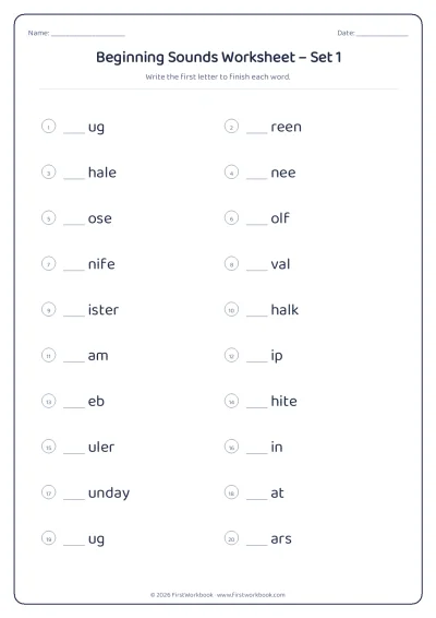 beginning sounds phonics worksheet