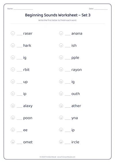 beginning sounds phonics worksheet