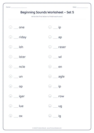 beginning sounds phonics worksheet