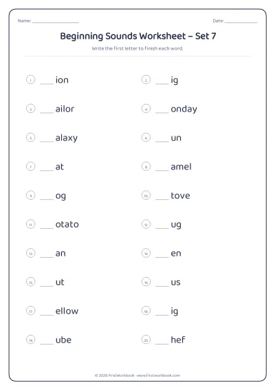 beginning sounds phonics worksheet