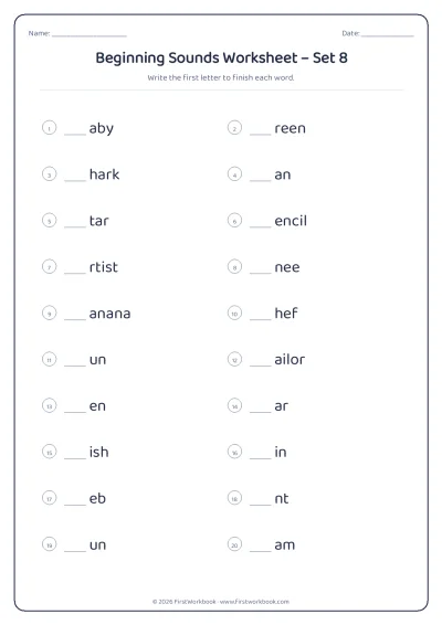 beginning sounds phonics worksheet