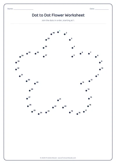 dot to dot worksheet Flower