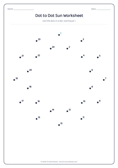 dot to dot worksheet Sun