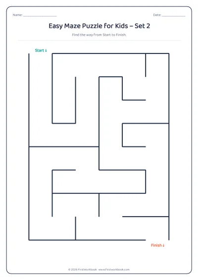 easy maze puzzle worksheet for kids