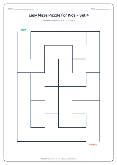 easy maze puzzle worksheet for kids