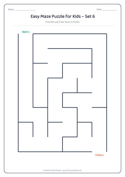 easy maze puzzle worksheet for kids