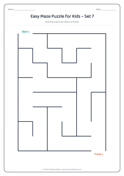 easy maze puzzle worksheet for kids