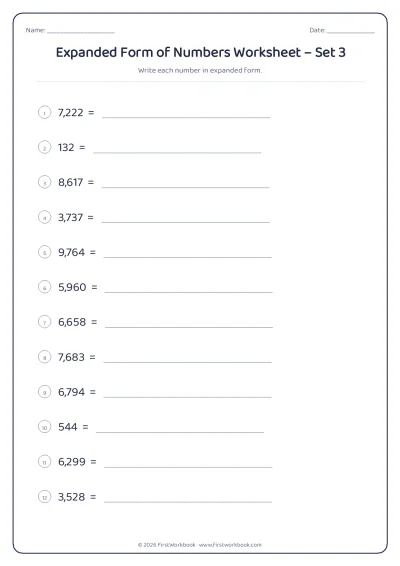 expanded form of numbers worksheet