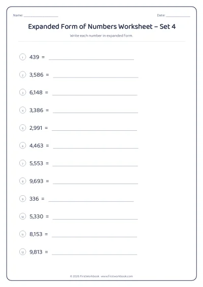 expanded form of numbers worksheet