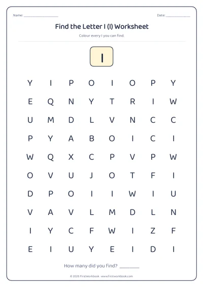 find the letter I recognition worksheet