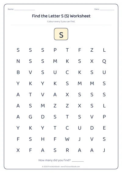 find the letter S recognition worksheet