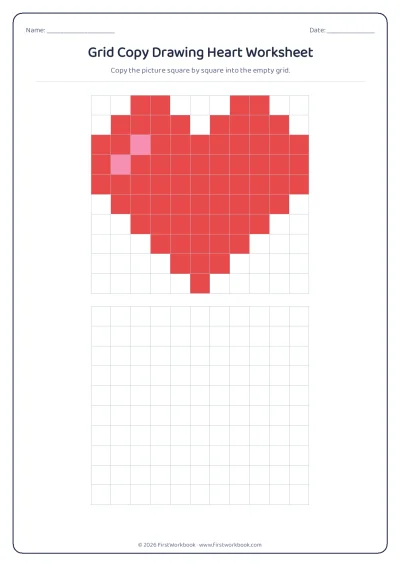 grid copy drawing worksheet Heart