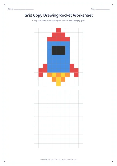 grid copy drawing worksheet Rocket