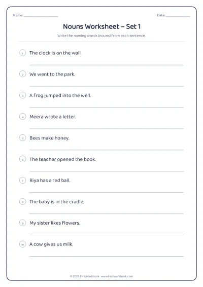 nouns English grammar worksheet