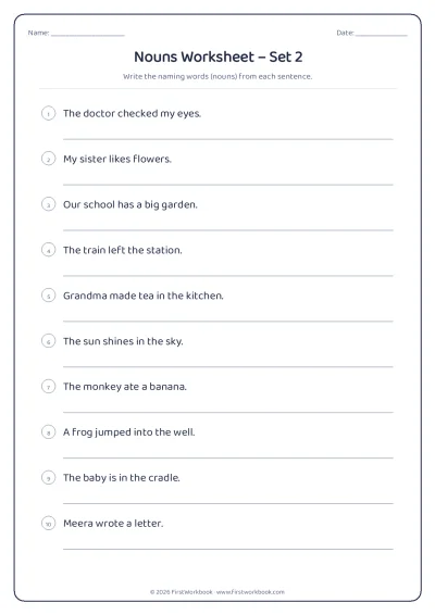 nouns English grammar worksheet