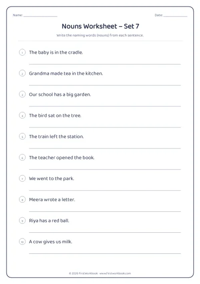 nouns English grammar worksheet