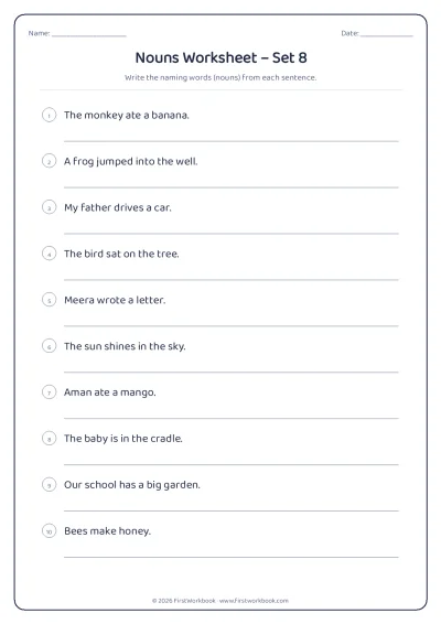 nouns English grammar worksheet
