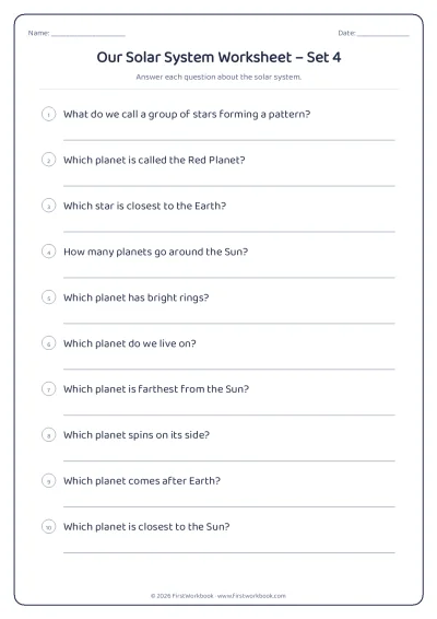 our solar system science worksheet for kids