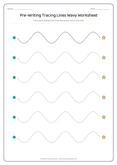 pre-writing tracing lines worksheet Wavy