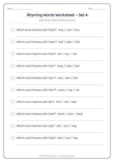 rhyming words worksheet