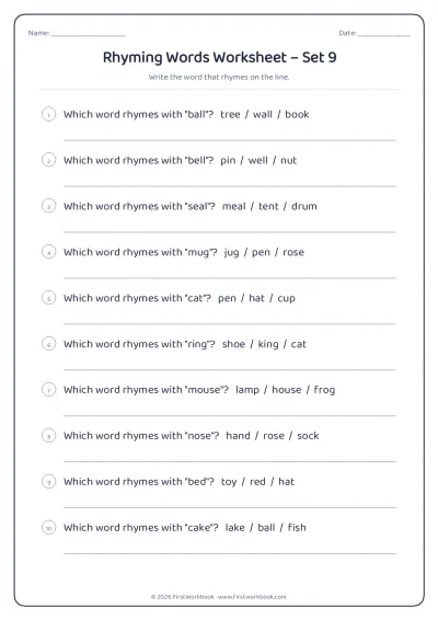 rhyming words worksheet